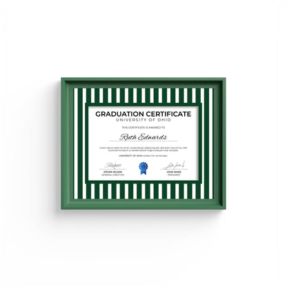 Medium Stripes Photo Mount - mount for picture frame for graduation certificates - green frame - wall hanging - Coeur et Maman