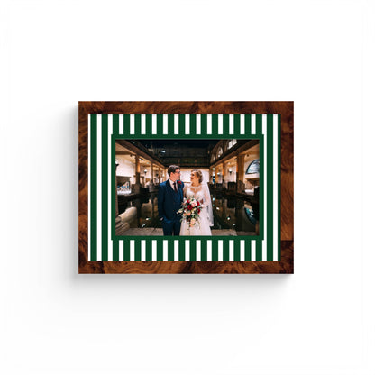 Medium Stripes Photo Mount - custom photo mat for framing graduation certificates - burlwood frame - wall hanging - Coeur et Maman