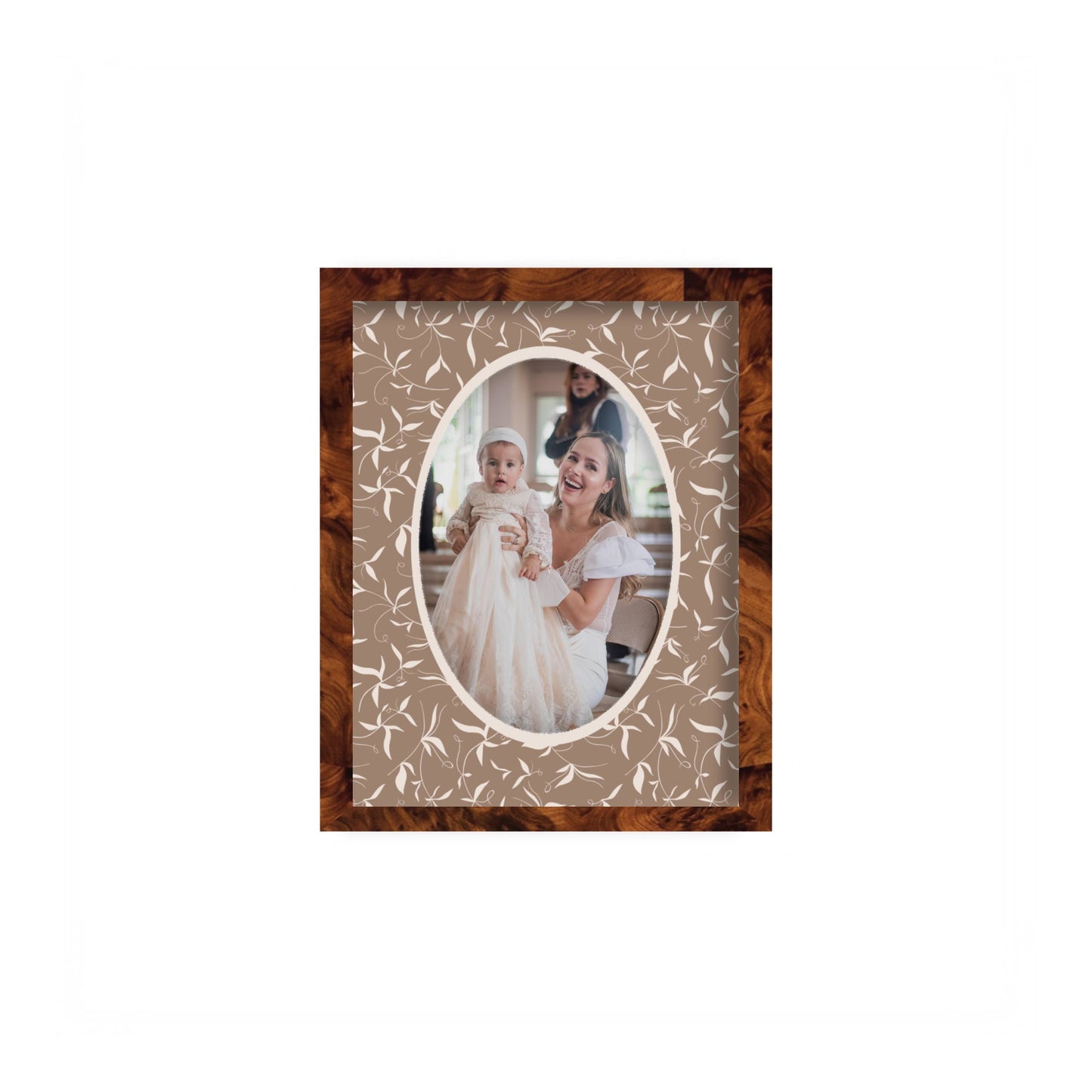 Botanical Photo Mount - custom photo mat for framing christening photos - modern christening gifts - burlwood frame - wall hanging - Coeur et Maman