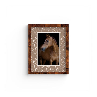 Botanical Photo Mount - custom photo mat for framing - equestrian gifts - burlwood frame - wall hanging - Coeur et Maman