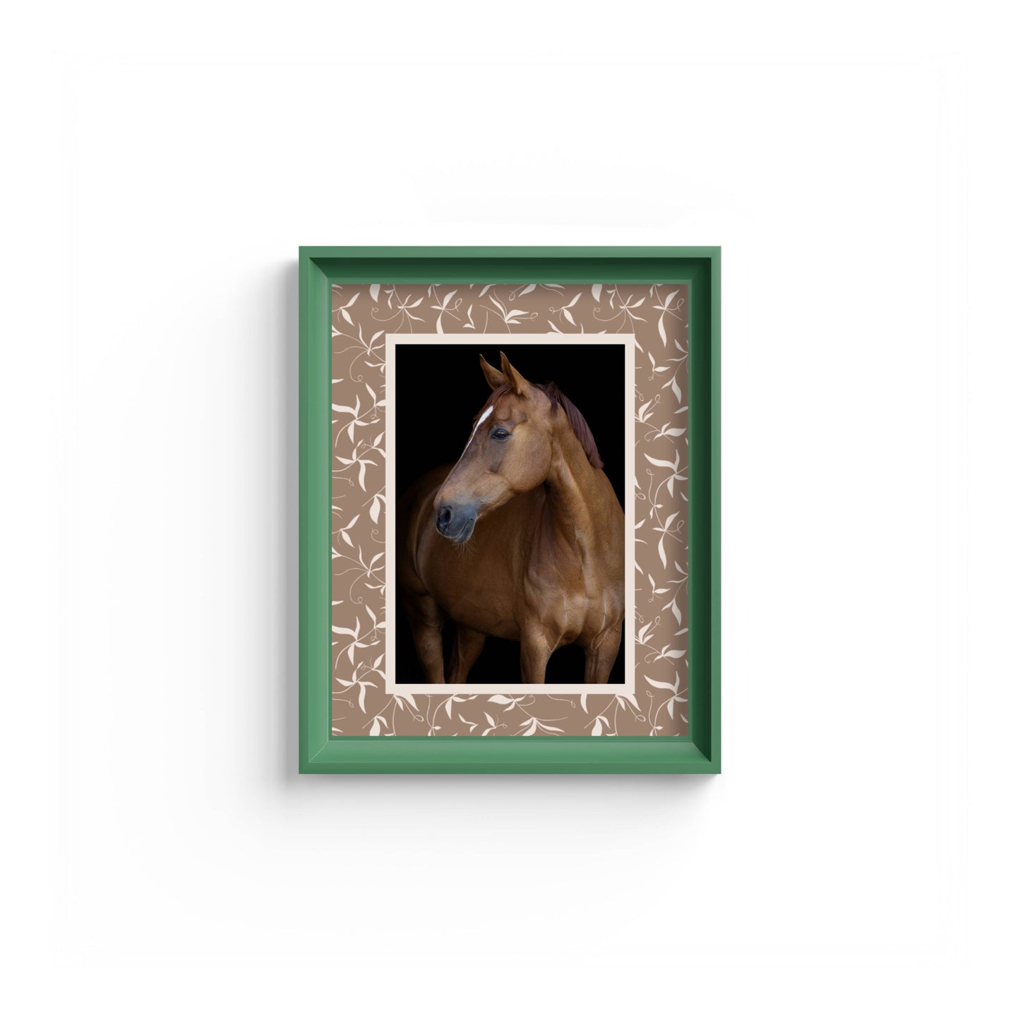 Botanical Photo Mount - mount for picture frame - equestrian gifts - green frame - wall hanging - Coeur et Maman