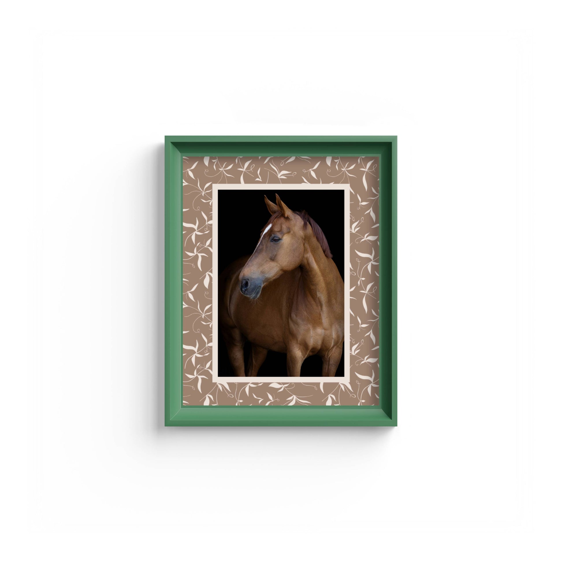Botanical Photo Mount - mount for picture frame - equestrian gifts - green frame - wall hanging - Coeur et Maman