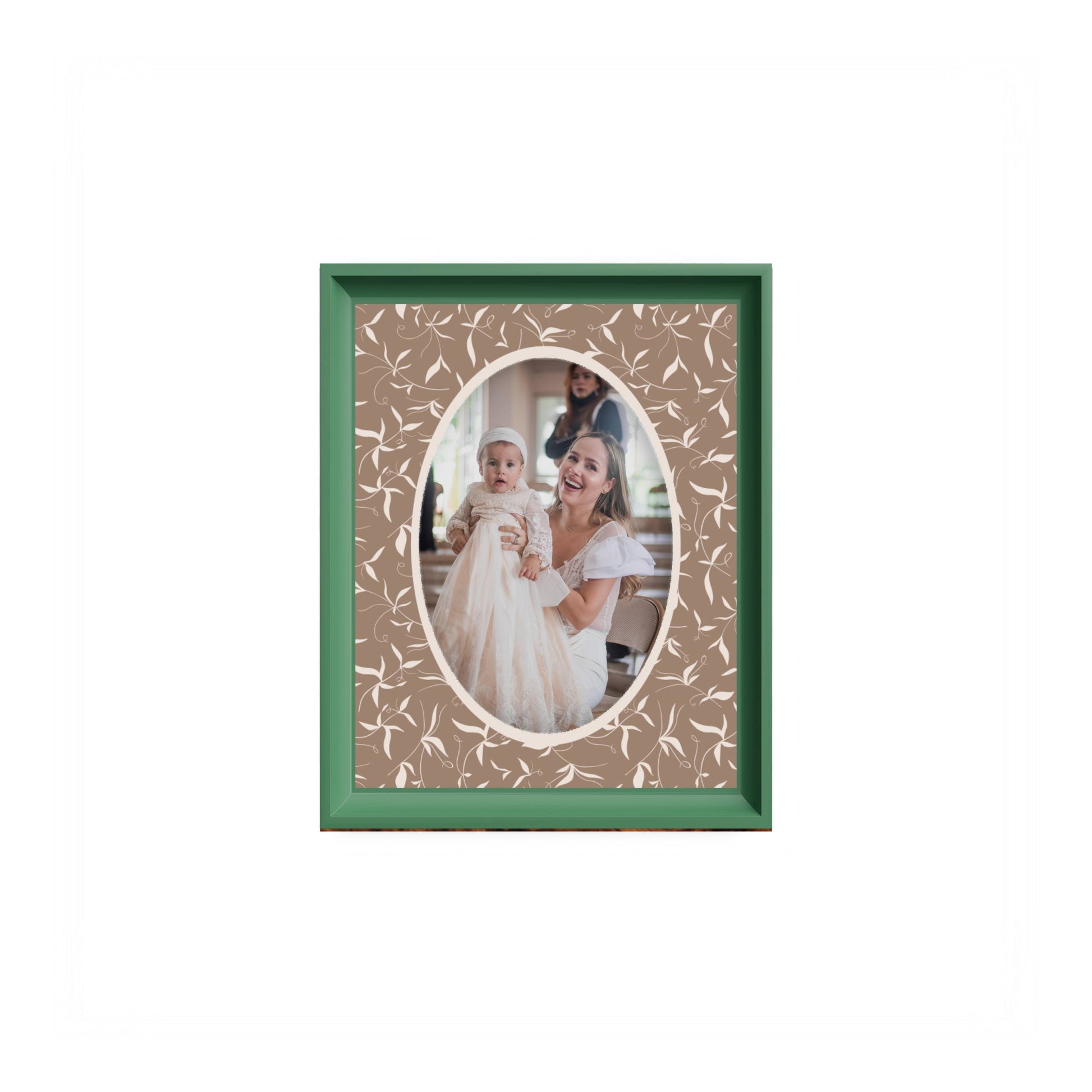 Botanical Photo Mount - mount for picture frame for christening photos -modern christenings gifts -green frame - wall hanging - Coeur et Maman