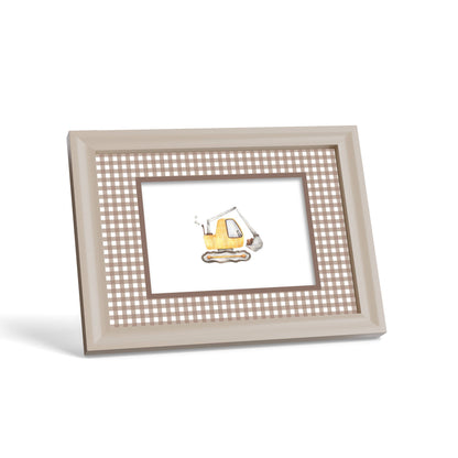 Gingham Photo Mount - custom photo mat for framing - cream frame - surface leaning - Coeur et Maman
