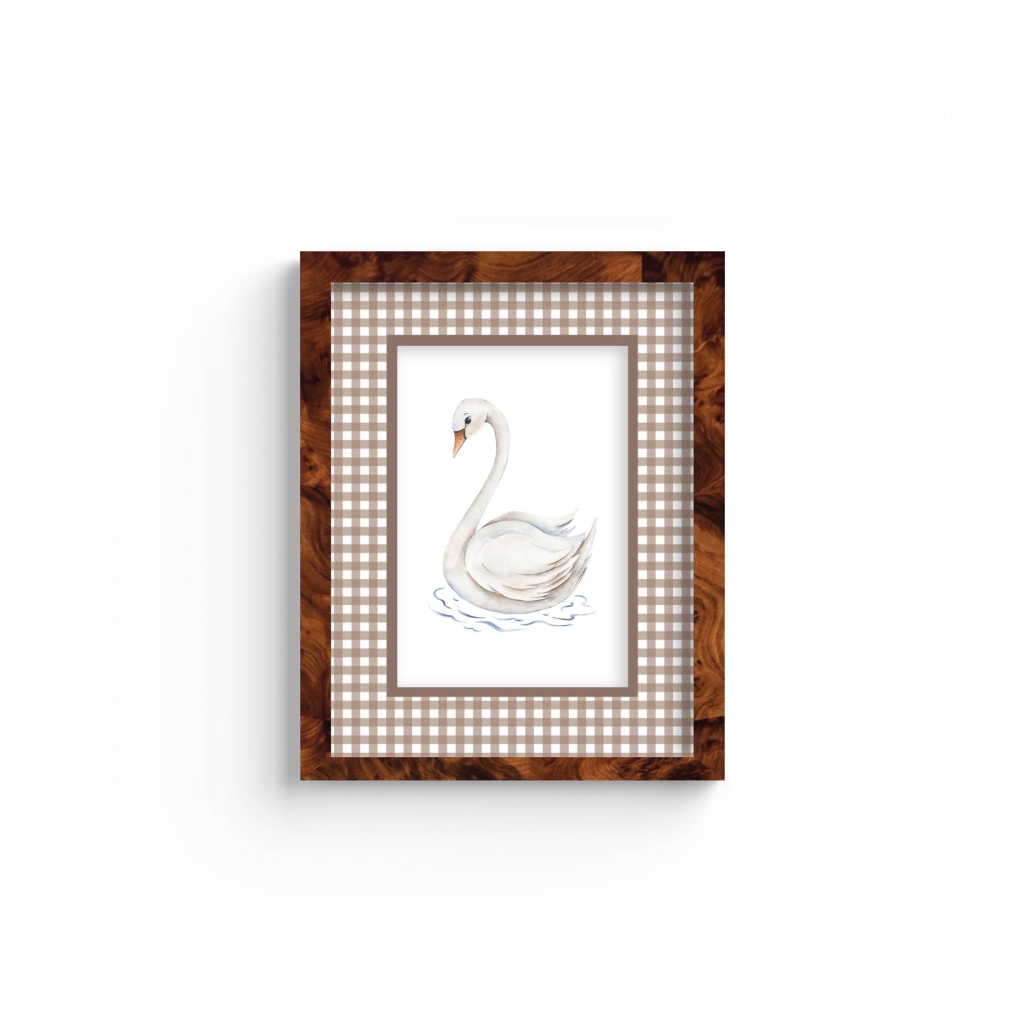 Gingham Photo Mount - custom photo mat for framing - equestrian gifts - burlwood frame - wall hanging - Coeur et Maman