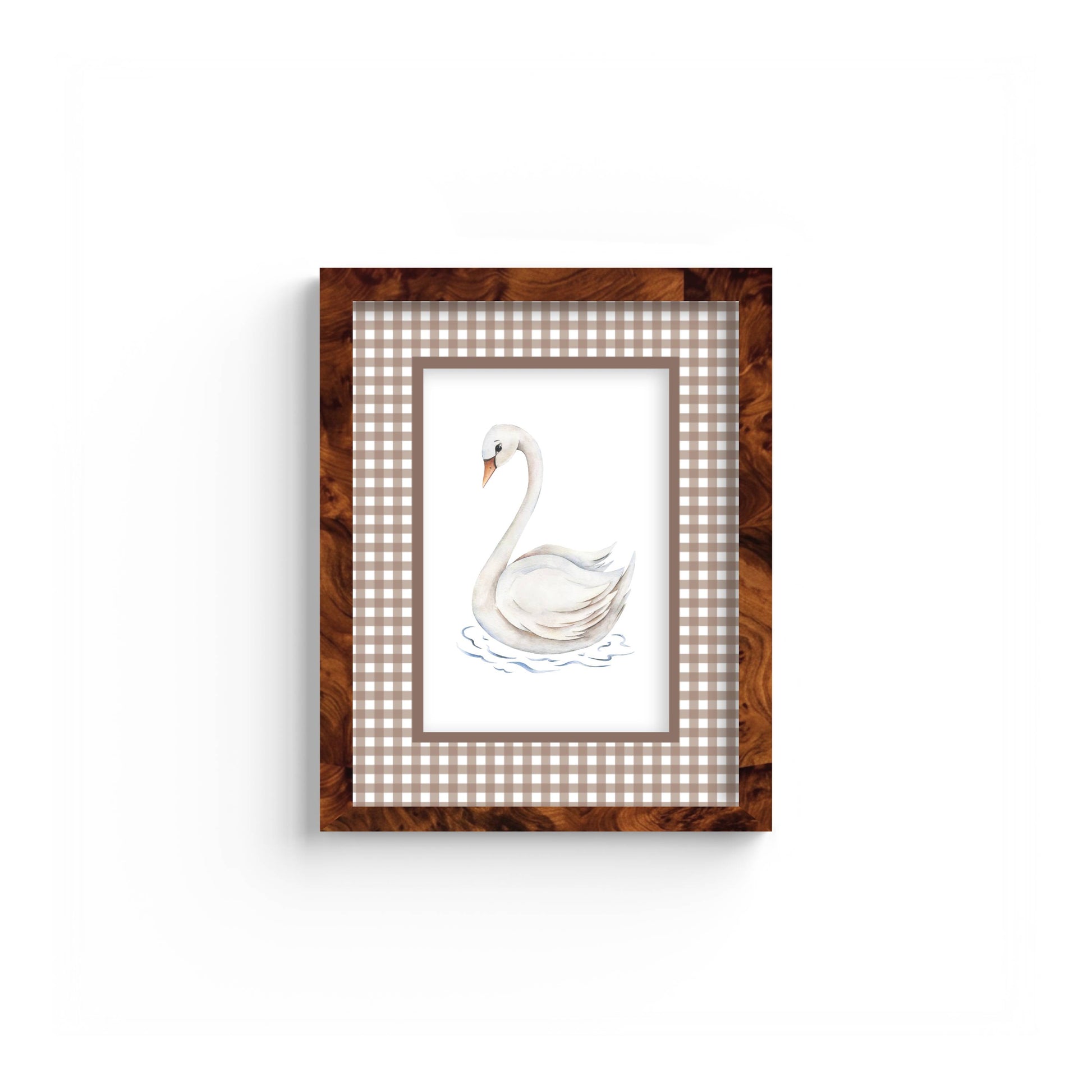 Gingham Photo Mount - custom photo mat for framing - equestrian gifts - burlwood frame - wall hanging - Coeur et Maman