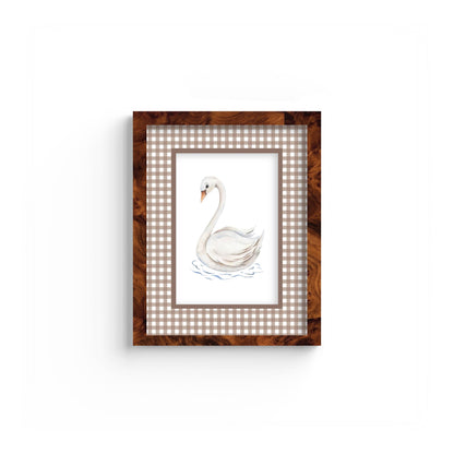 Gingham Photo Mount - custom photo mat for framing - equestrian gifts - burlwood frame - wall hanging - Coeur et Maman