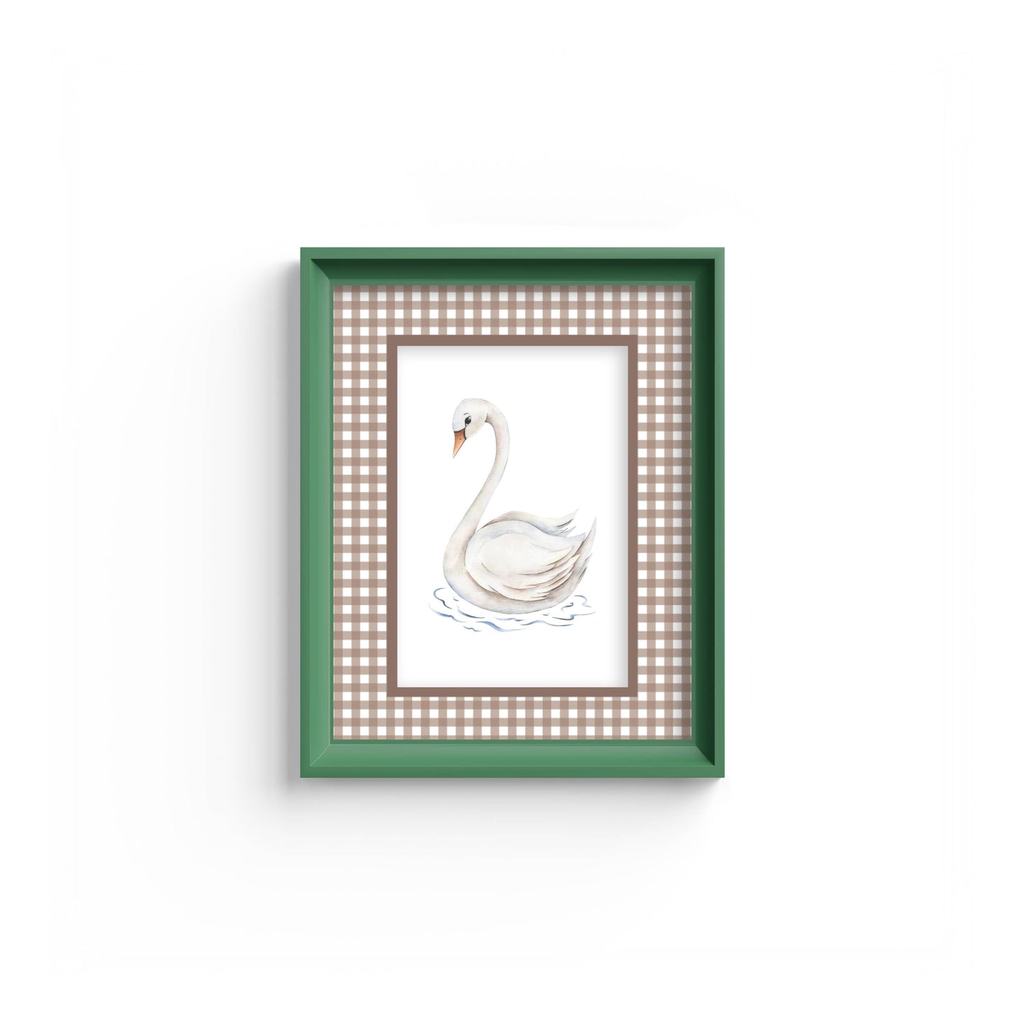 Gingham Photo Mount - mount for picture frame - equestrian gifts - green frame - wall hanging - Coeur et Maman