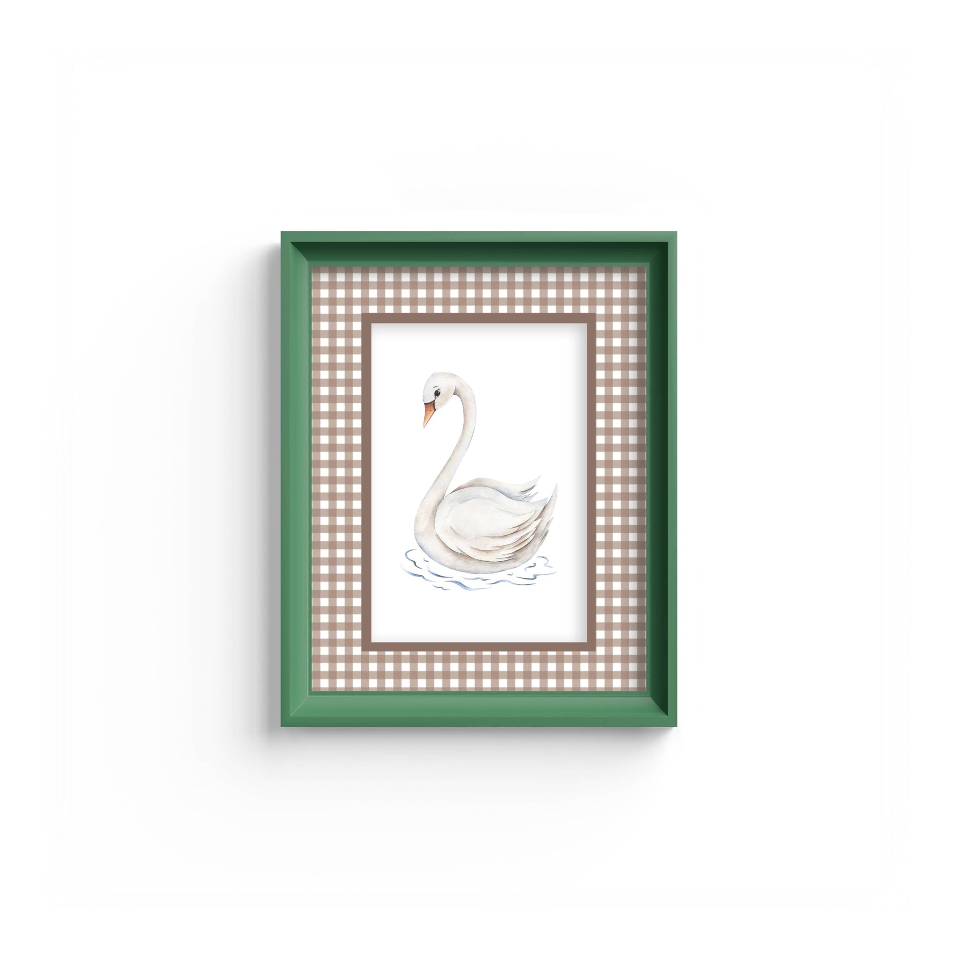 Gingham Photo Mount - mount for picture frame - equestrian gifts - green frame - wall hanging - Coeur et Maman