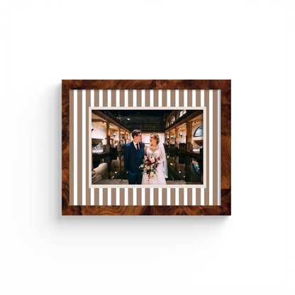 Medium Stripes Photo Mount - custom photo mat for framing graduation certificates - burlwood frame - wall hanging - Coeur et Maman