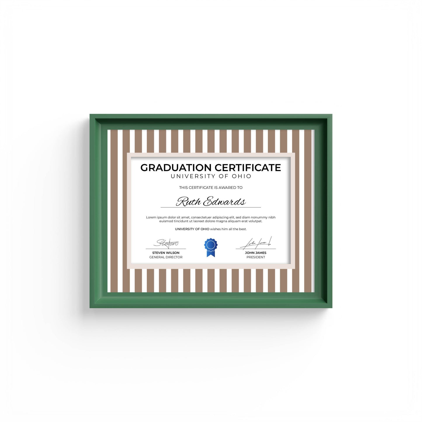 Medium Stripes Photo Mount - mount for picture frame for graduation certificates - green frame - wall hanging - Coeur et Maman