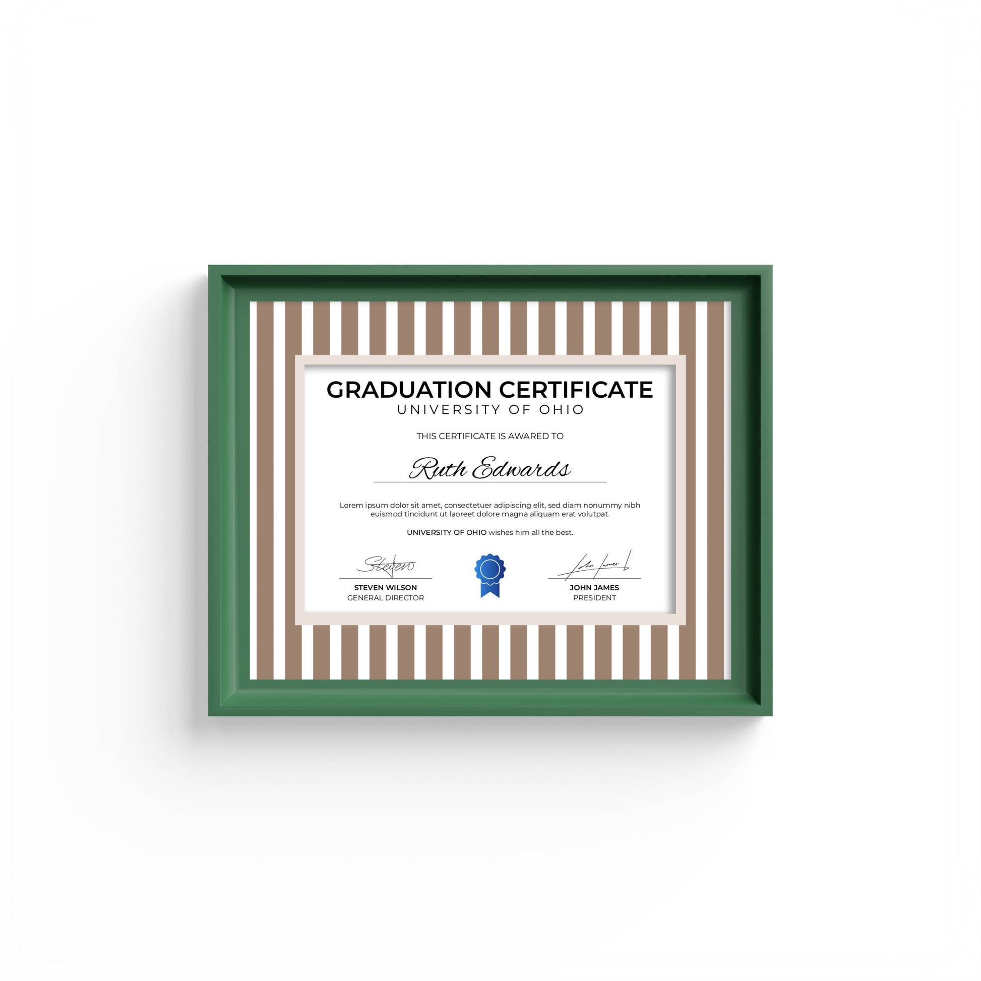 Medium Stripes Photo Mount - mount for picture frame for graduation certificates - green frame - wall hanging - Coeur et Maman