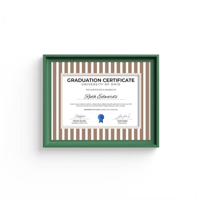 Medium Stripes Photo Mount - mount for picture frame for graduation certificates - green frame - wall hanging - Coeur et Maman