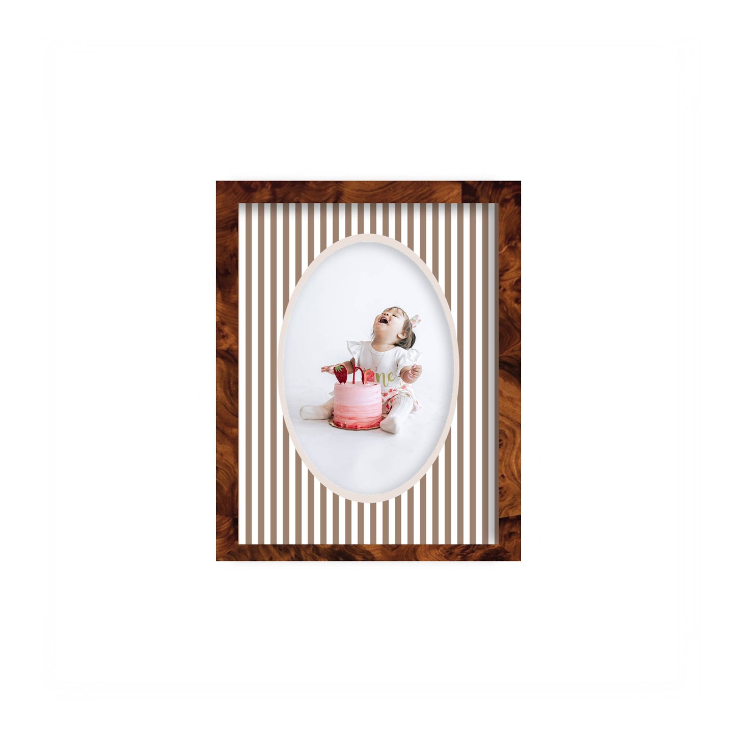 Small Stripes Photo Mount - custom photo mat for framing -burlwood frame - wall hanging - Coeur et Maman