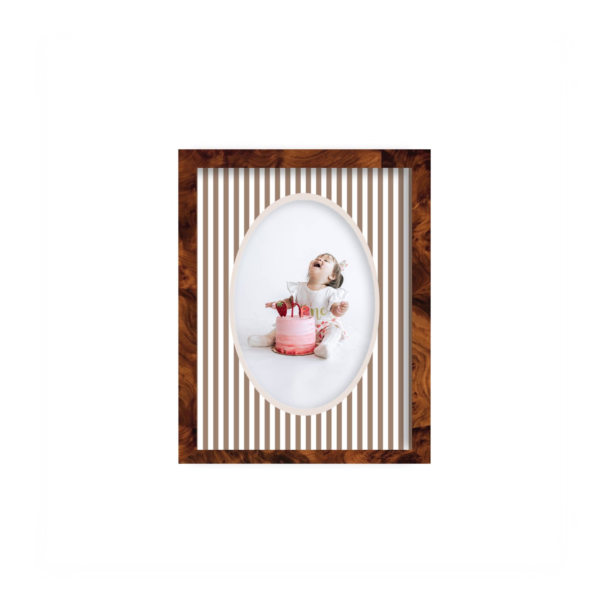 Small Stripes Photo Mount - custom photo mat for framing -burlwood frame - wall hanging - Coeur et Maman