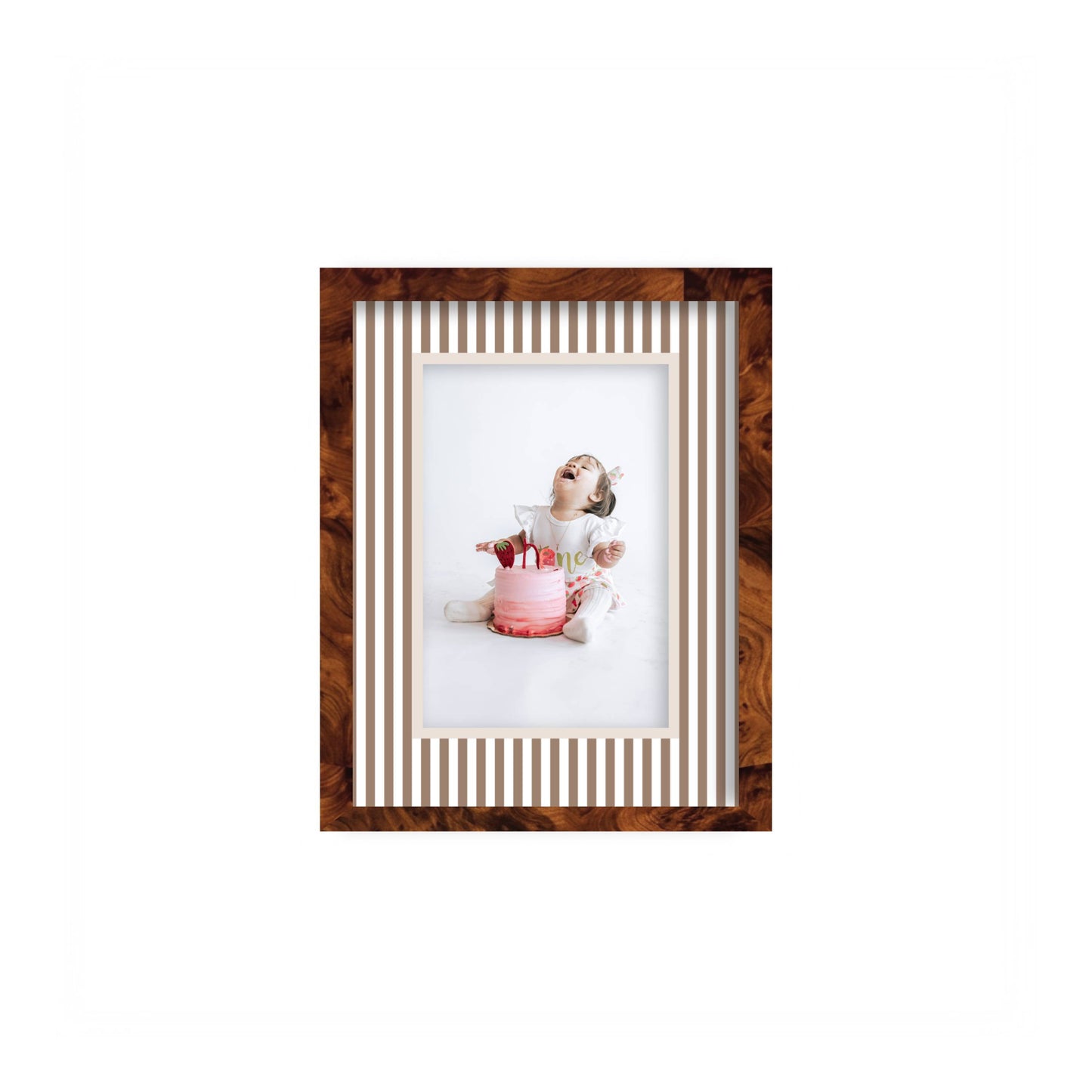 Small Stripes Photo Mount - custom photo mat for framing -burlwood frame - wall hanging - Coeur et Maman