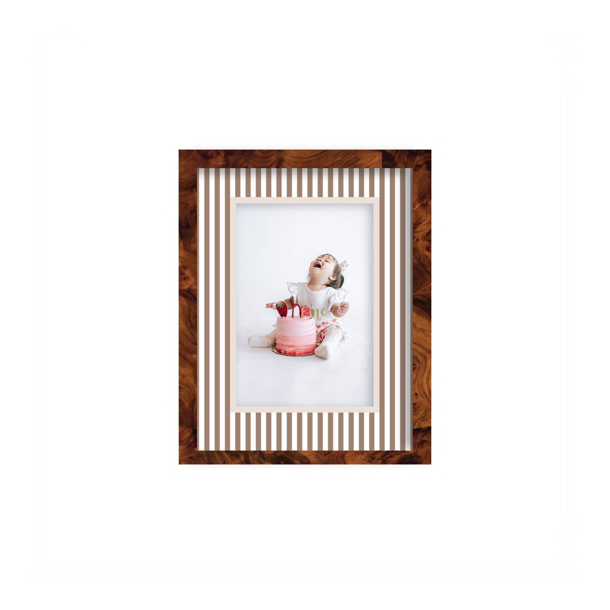 Small Stripes Photo Mount - custom photo mat for framing -burlwood frame - wall hanging - Coeur et Maman