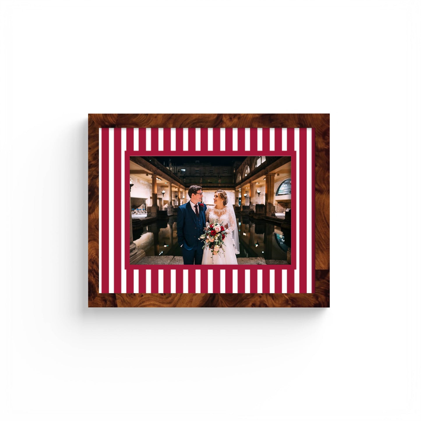 Medium Stripes Photo Mount - custom photo mat for framing graduation certificates - burlwood frame - wall hanging - Coeur et Maman