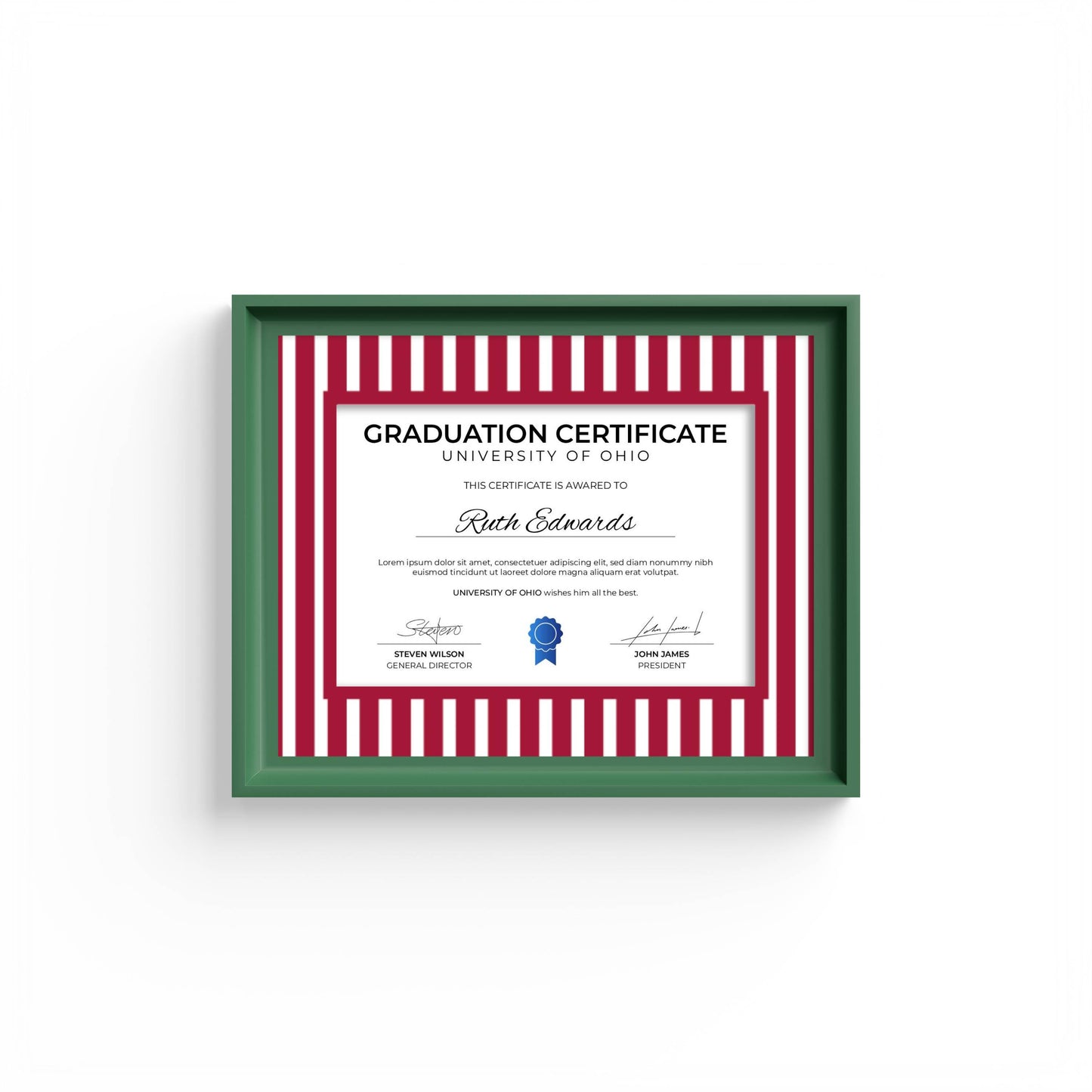 Medium Stripes Photo Mount - mount for picture frame for graduation certificates - green frame - wall hanging - Coeur et Maman