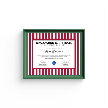 Medium Stripes Photo Mount - mount for picture frame for graduation certificates - green frame - wall hanging - Coeur et Maman