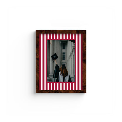 Medium Stripes Photo Mount - custom photo mat for framing graduation certificates - burlwood frame - wall hanging - Coeur et Maman