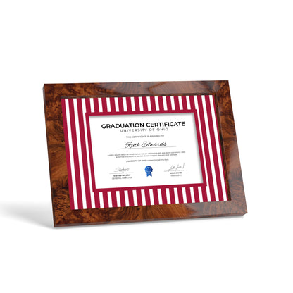 Graduation Photo Mount - Burgundy Medium Stripes