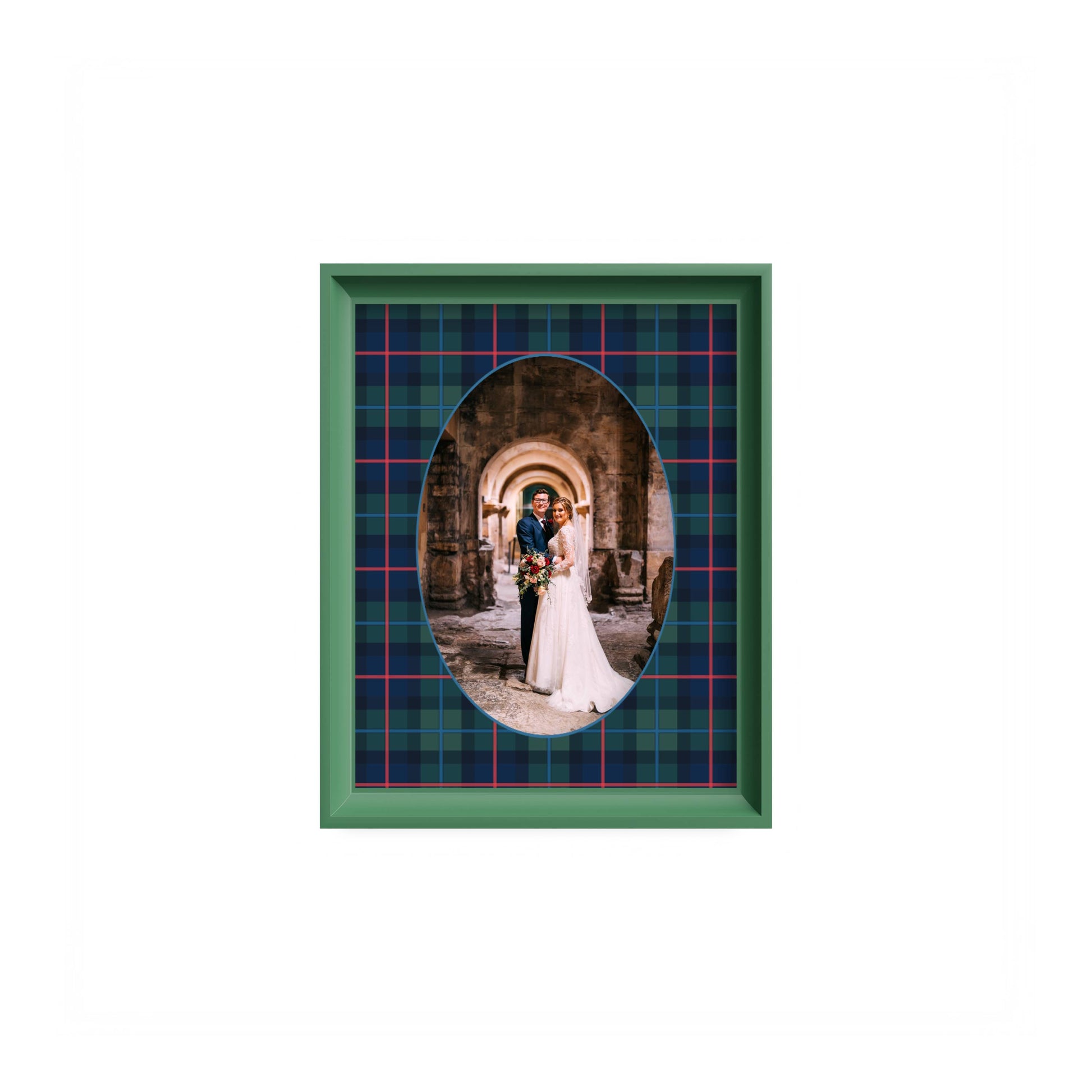 Campbell of Cawdor Tartan Photo Mount - mount for picture frame for wedding photos - modern wedding presents - green frame - wall hanging - Coeur et Maman