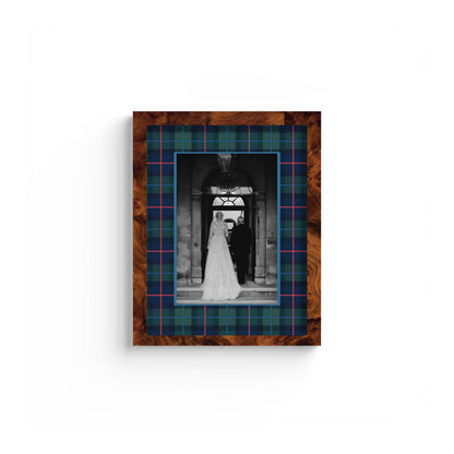 Campbell of Cawdor Tartan Photo Mount - custom photo mat for framing for wedding photos - modern wedding gifts - burlwood frame - wall hanging - Coeur et Maman