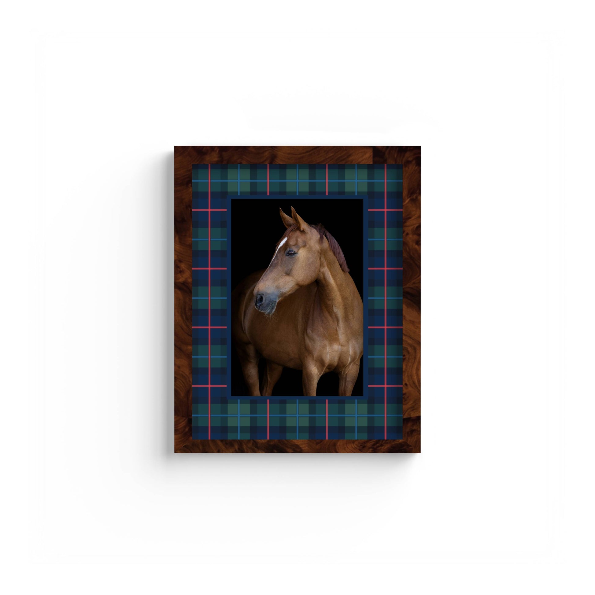 Campbell of Cawdor Tartan Photo Mount - custom photo mat for framing - equestrian gifts - burlwood frame - wall hanging - Coeur et Maman