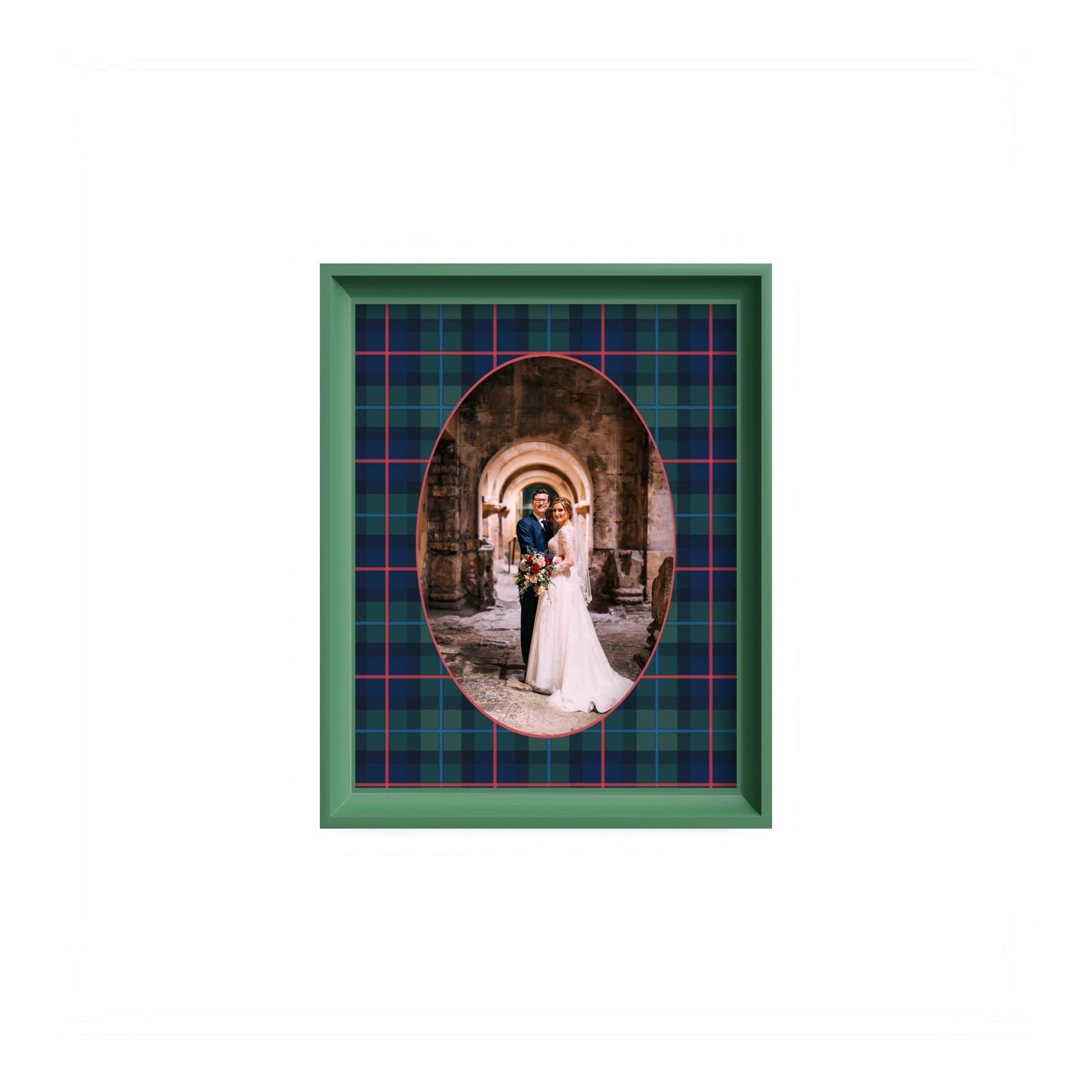 Campbell of Cawdor Tartan Photo Mount - mount for picture frame for wedding photos - modern wedding presents - green frame - wall hanging - Coeur et Maman
