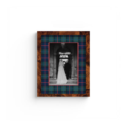 Campbell of Cawdor Tartan Photo Mount - custom photo mat for framing for wedding photos - modern wedding gifts - burlwood frame - wall hanging - Coeur et Maman