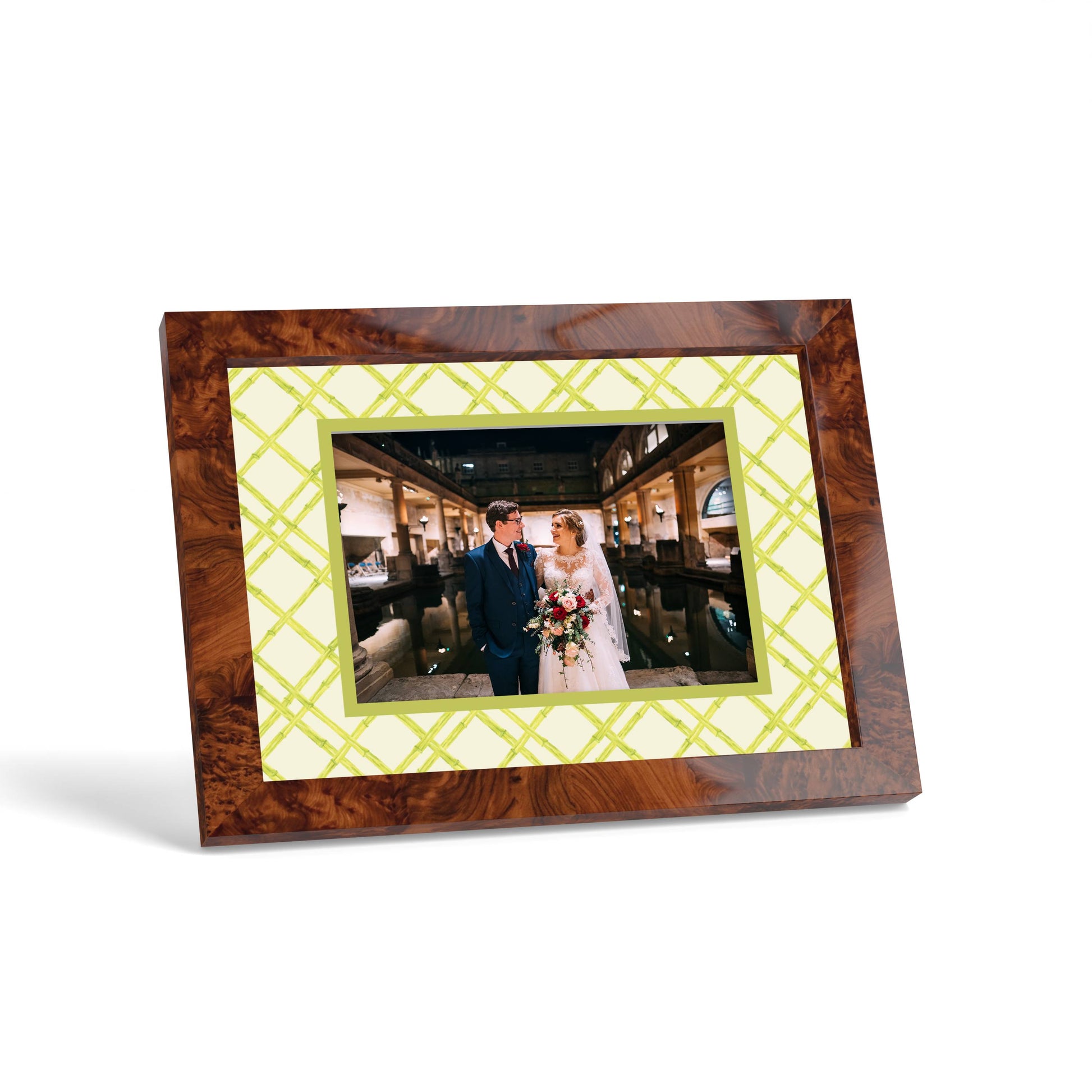 Bamboo Photo Mount - custom photo mat for framing for wedding photos - modern wedding gifts - burlwood frame - wall hanging - Coeur et Maman