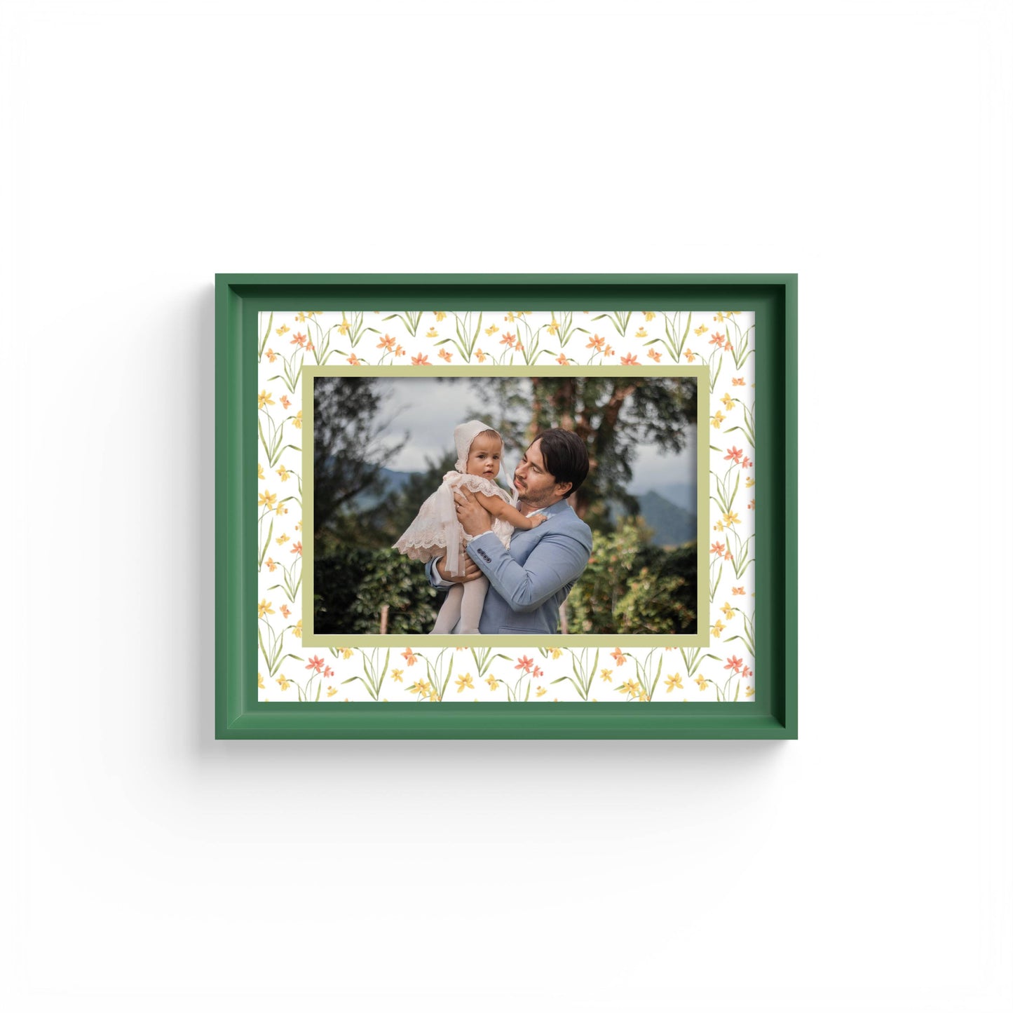 Floral Photo Mount - mount for picture frame - green frame - wall hanging - Coeur et Maman