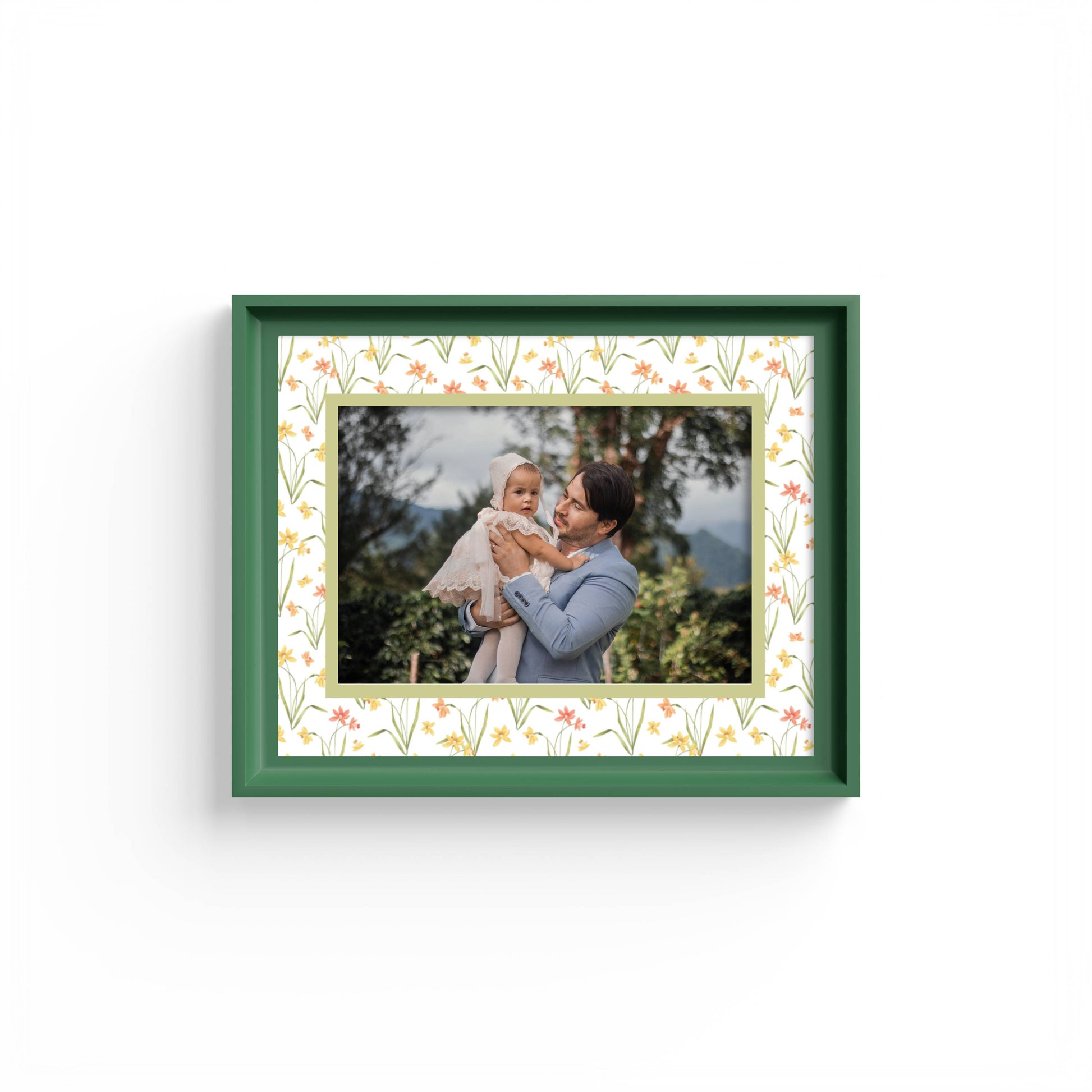 Floral Photo Mount - mount for picture frame - green frame - wall hanging - Coeur et Maman