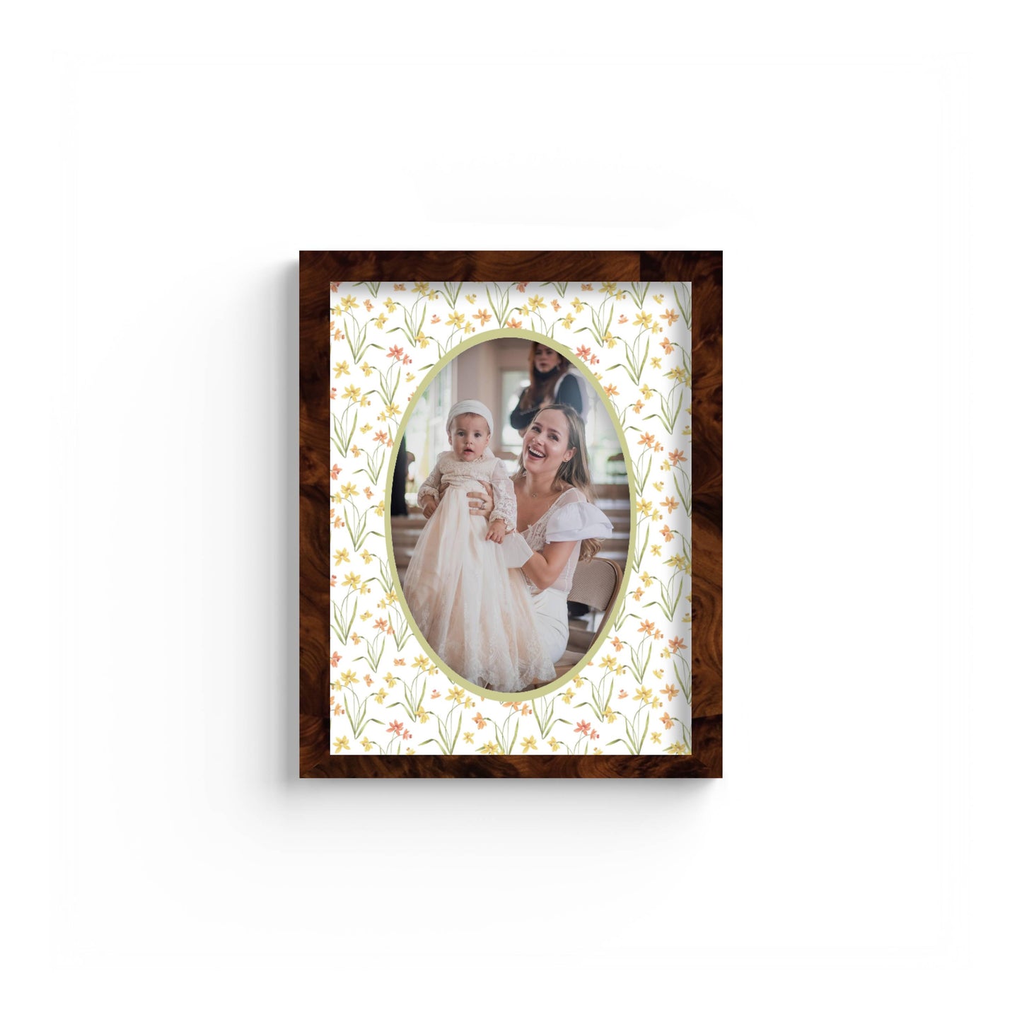 Floral Photo Mount - custom photo mat for framing -burlwood frame - wall hanging - Coeur et Maman