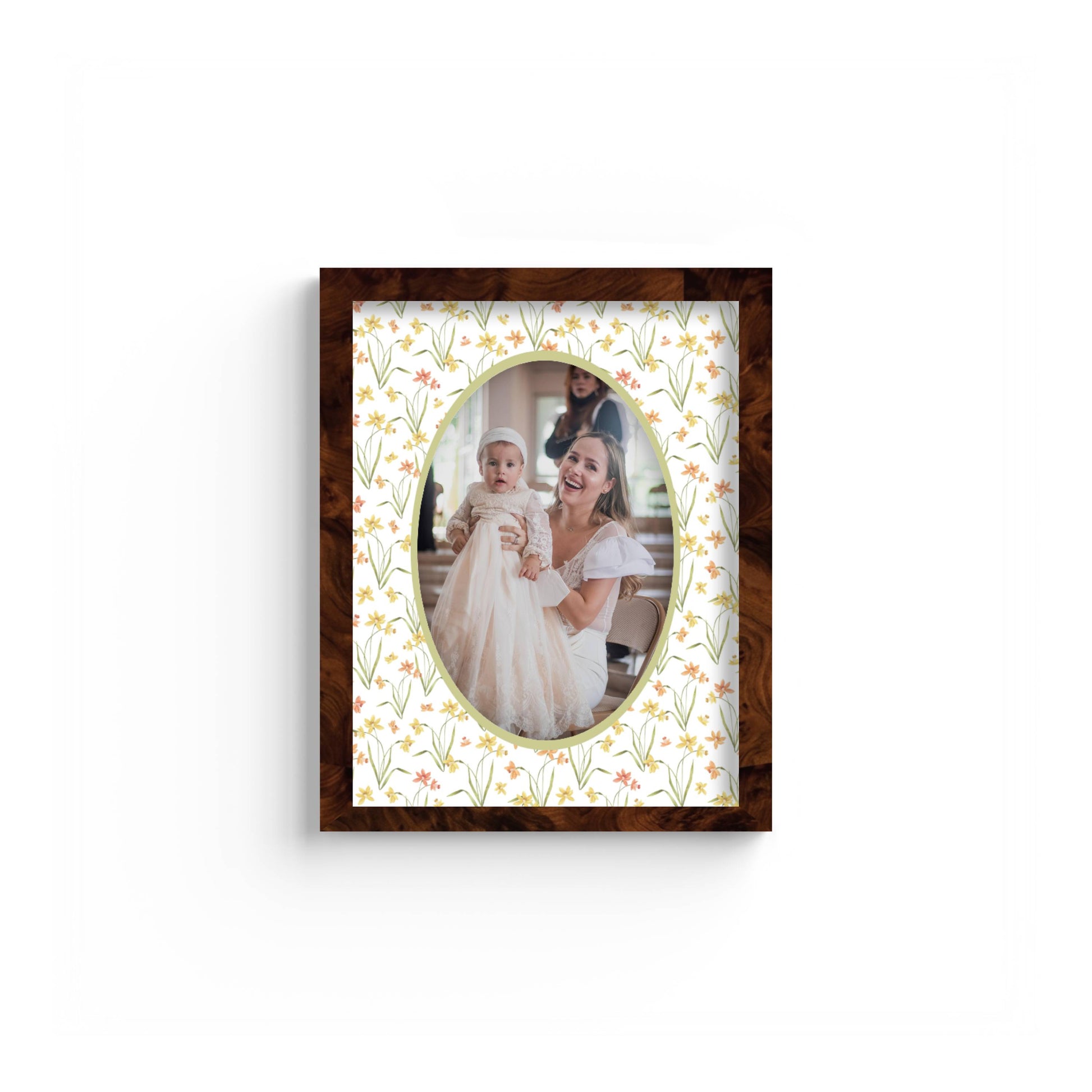 Floral Photo Mount - custom photo mat for framing -burlwood frame - wall hanging - Coeur et Maman
