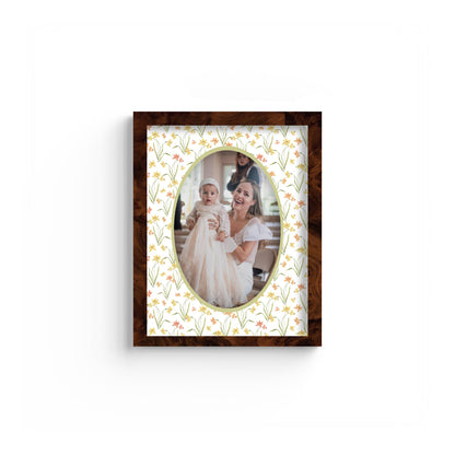 Floral Photo Mount - custom photo mat for framing -burlwood frame - wall hanging - Coeur et Maman