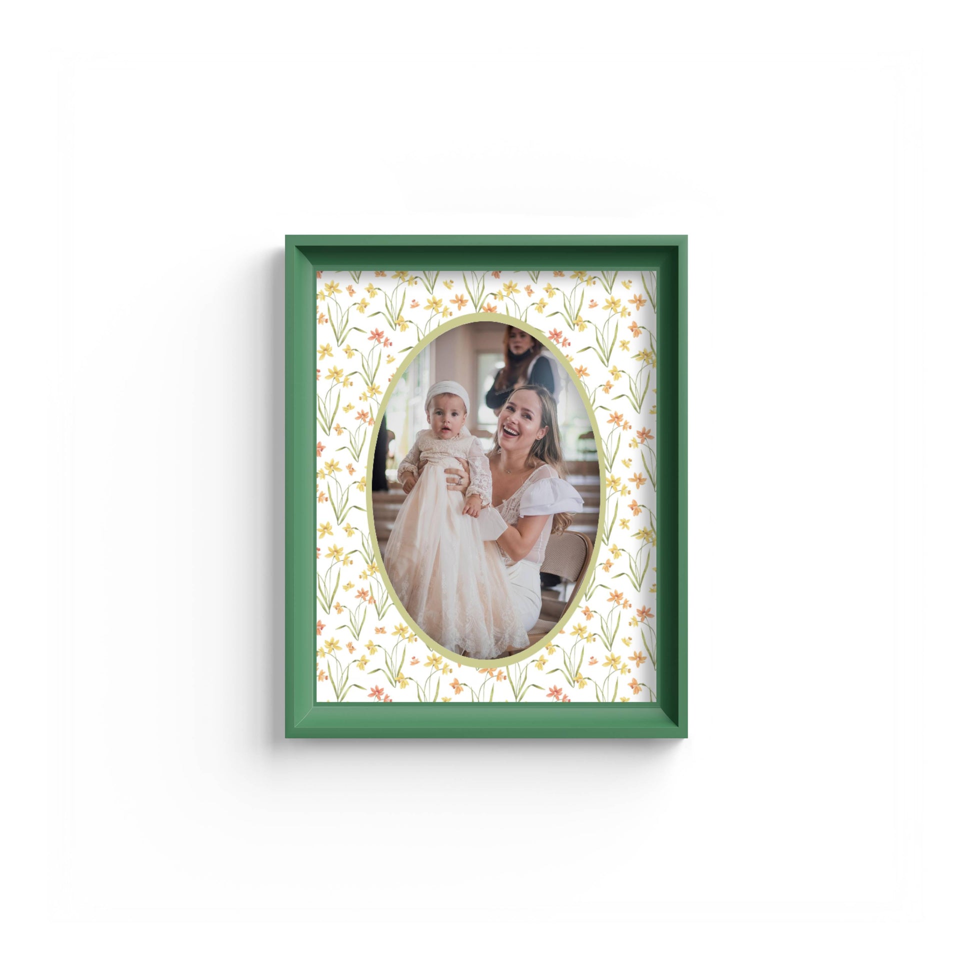 Floral Photo Mount - mount for picture frame - green frame - wall hanging - Coeur et Maman
