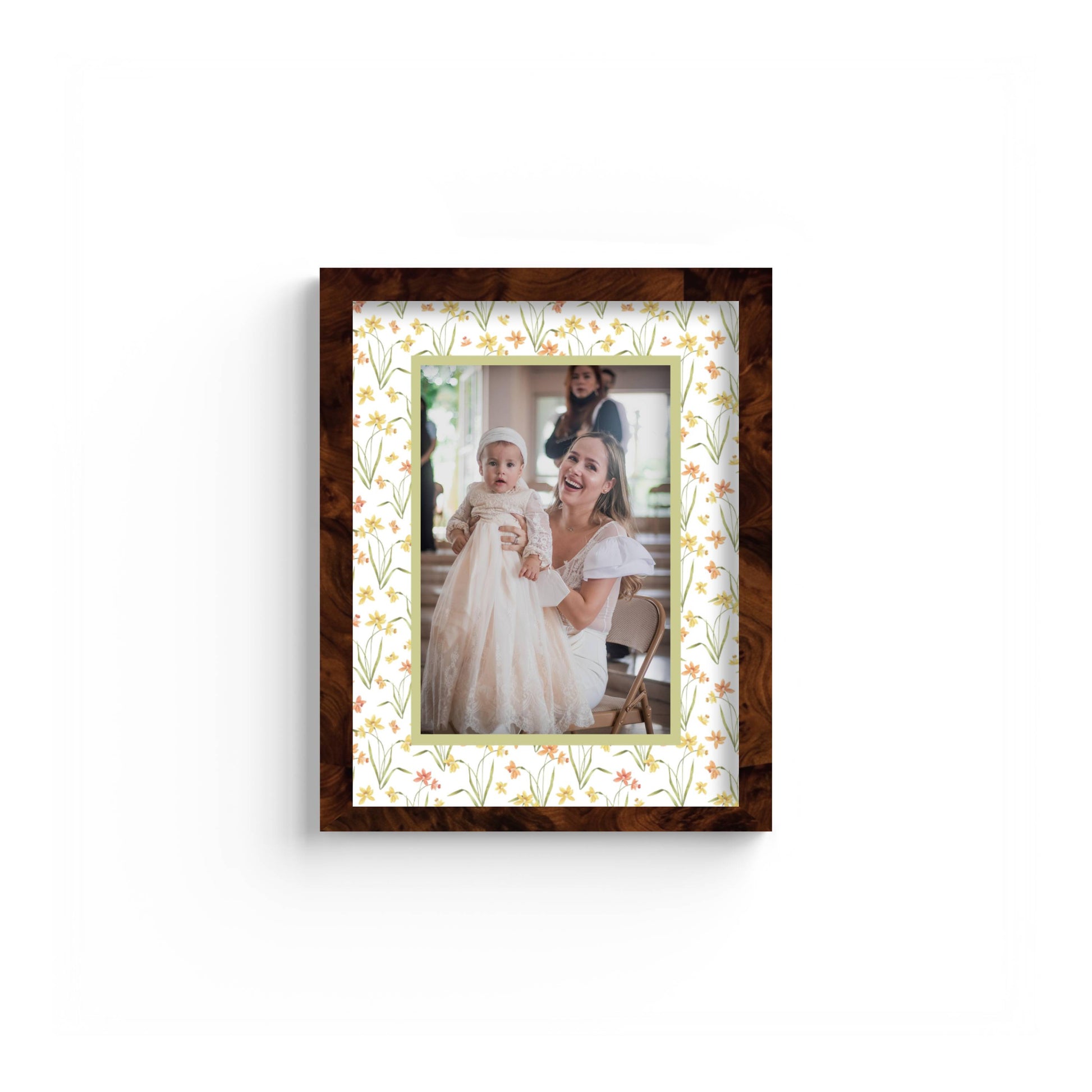 Floral Photo Mount - custom photo mat for framing -burlwood frame - wall hanging - Coeur et Maman