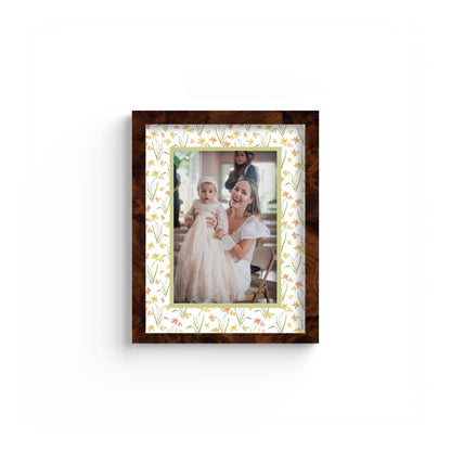 Floral Photo Mount - custom photo mat for framing -burlwood frame - wall hanging - Coeur et Maman