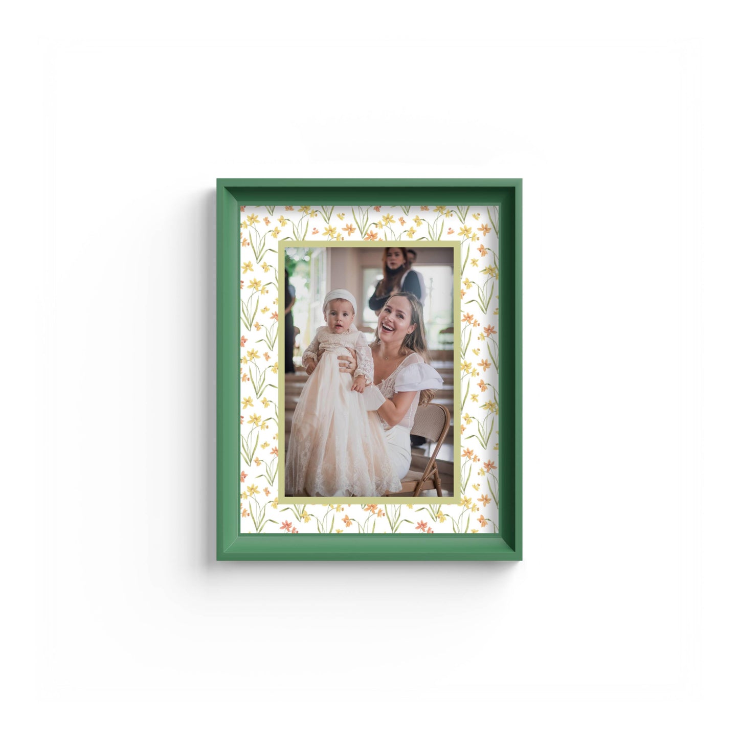 Floral Photo Mount - mount for picture frame - green frame - wall hanging - Coeur et Maman