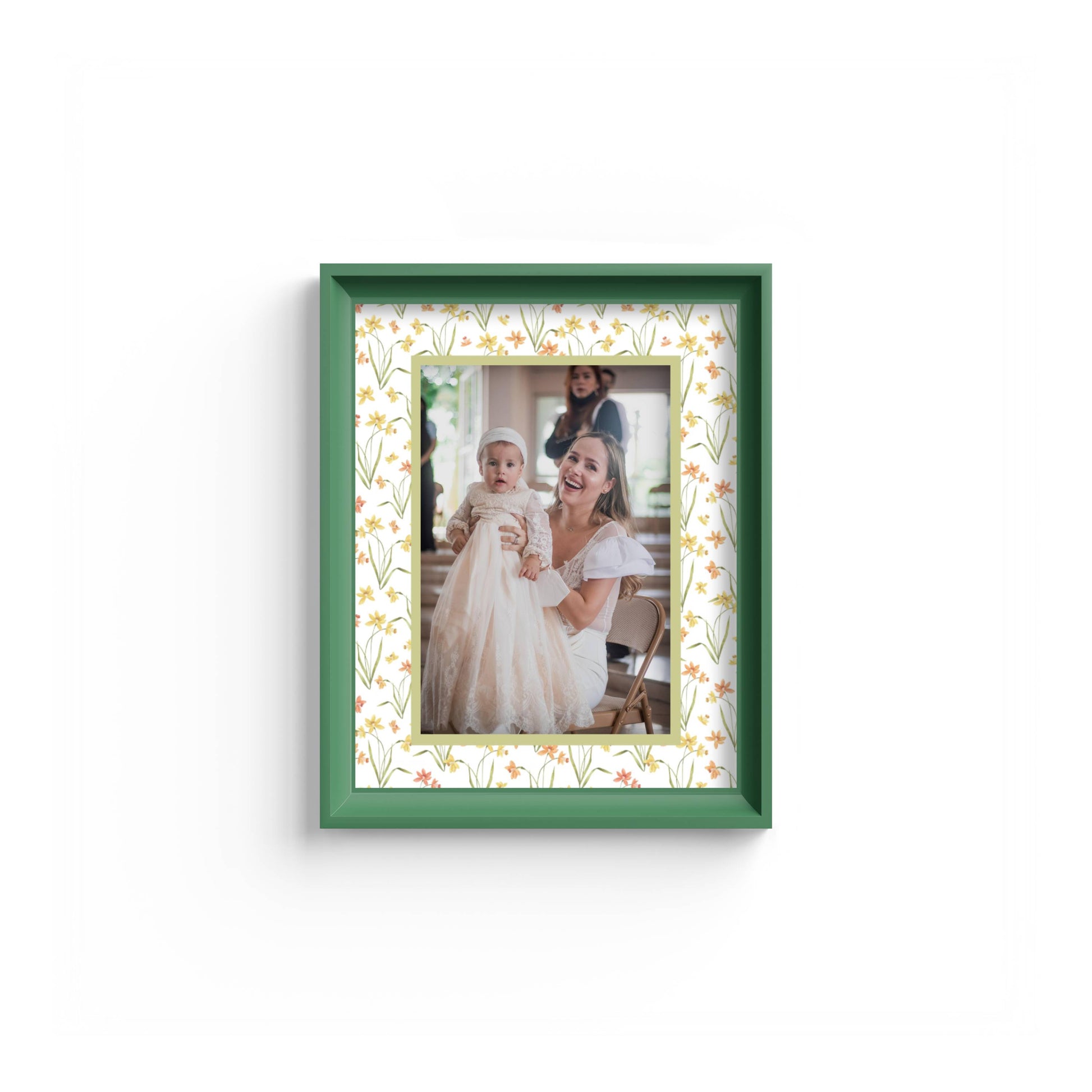 Floral Photo Mount - mount for picture frame - green frame - wall hanging - Coeur et Maman