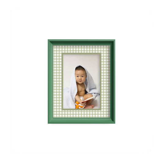 Gingham Photo Mount - mount for picture frame - green frame - wall hanging - Coeur et Maman