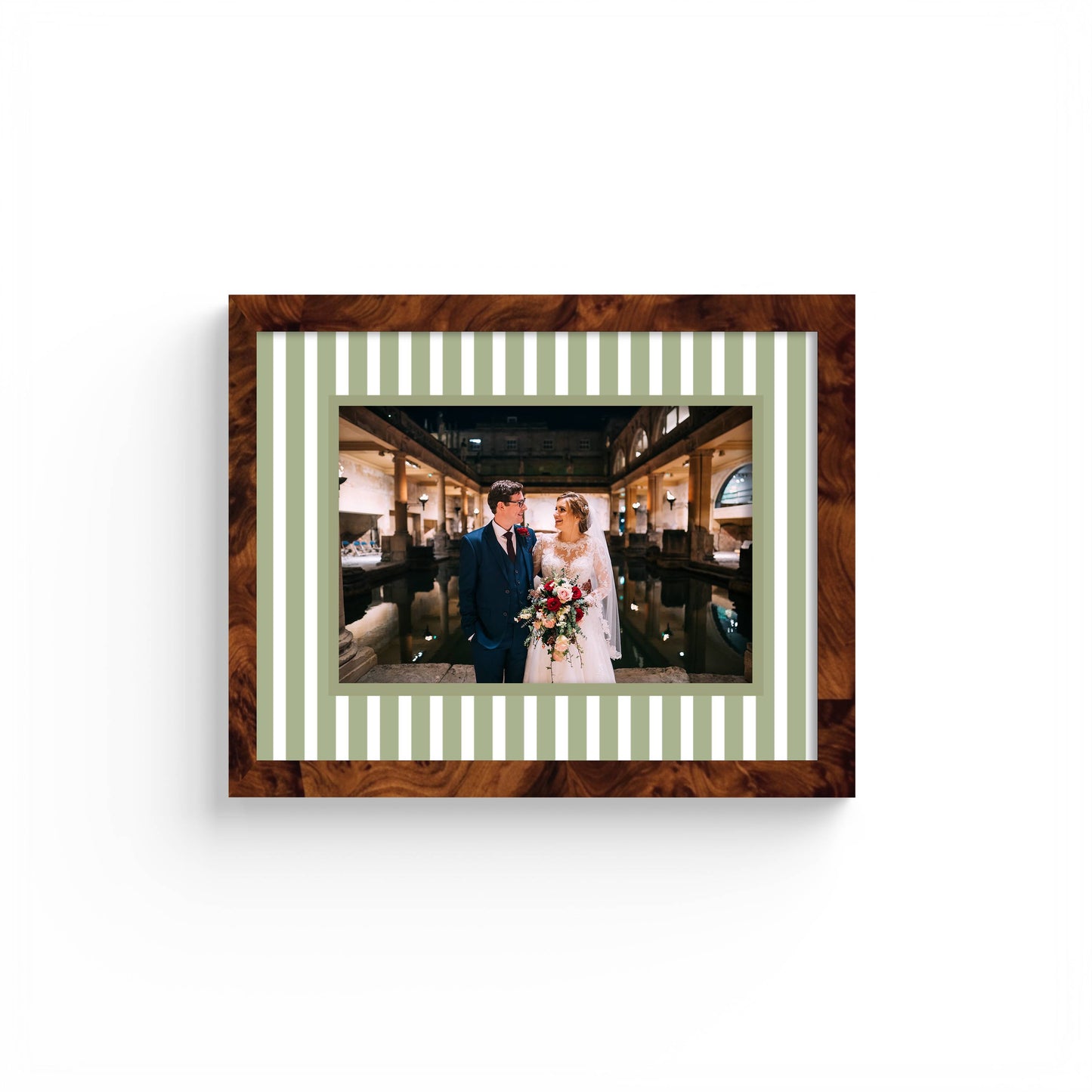 Medium Stripes Photo Mount - custom photo mat for framing -burlwood frame - wall hanging - Coeur et Maman