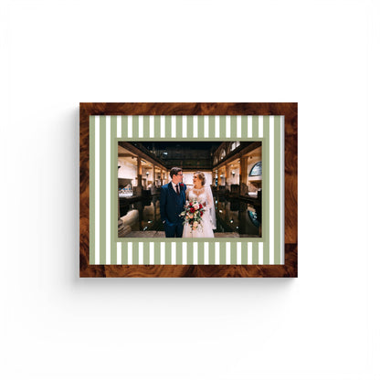 Medium Stripes Photo Mount - custom photo mat for framing -burlwood frame - wall hanging - Coeur et Maman