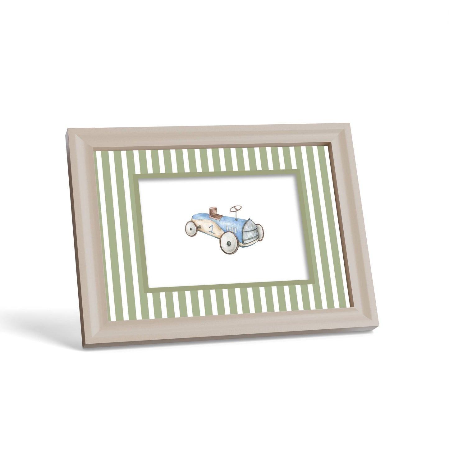 Medium Stripes Photo Mount - custom photo mat for framing - cream frame - surface leaning - Coeur et Maman