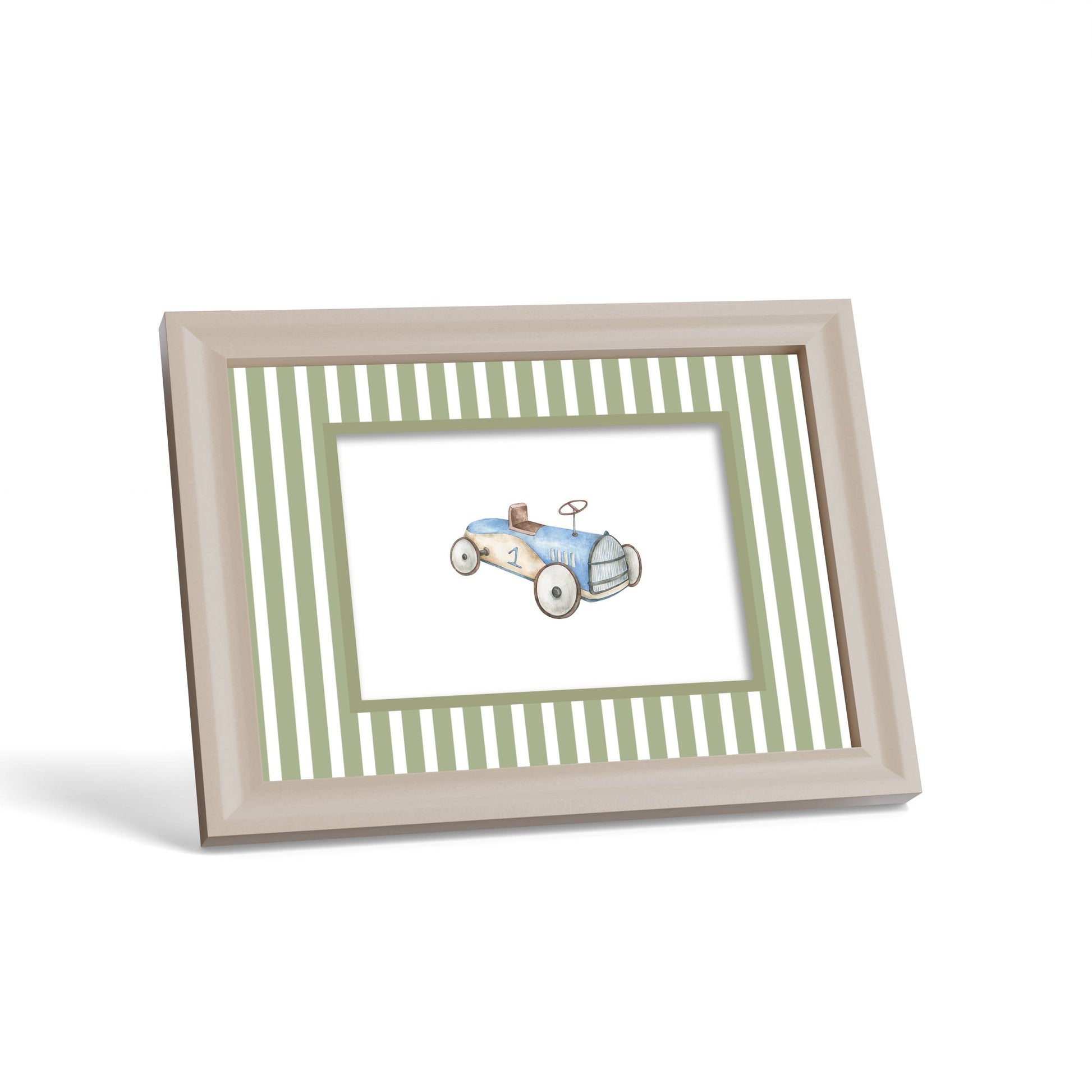 Medium Stripes Photo Mount - custom photo mat for framing - cream frame - surface leaning - Coeur et Maman