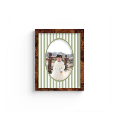 Medium Stripes Photo Mount - custom photo mat for framing -burlwood frame - wall hanging - Coeur et Maman