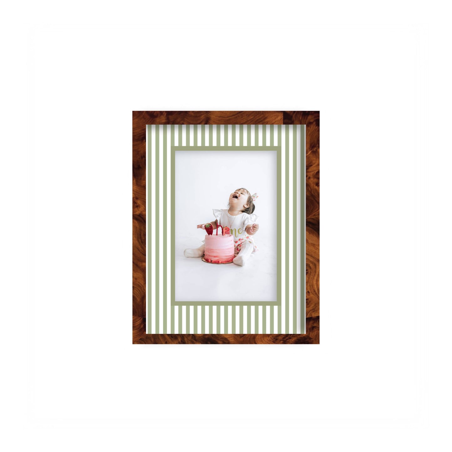 Small Stripes Photo Mount - custom photo mat for framing -burlwood frame - wall hanging - Coeur et Maman