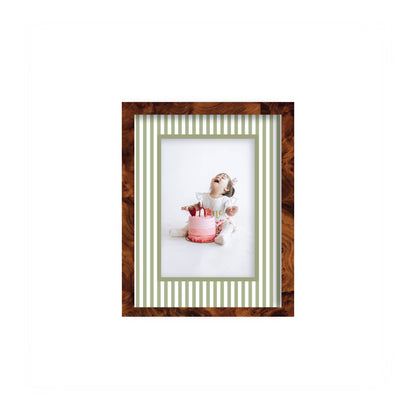 Small Stripes Photo Mount - custom photo mat for framing -burlwood frame - wall hanging - Coeur et Maman